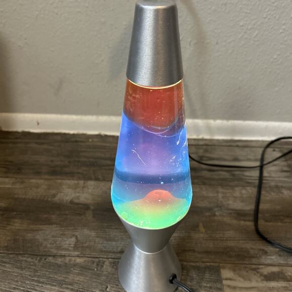 Vintage 90s LAVA LITE LAMP Black Base Orange Lava, Orange Fluid. Tested - Picture 2 of 3